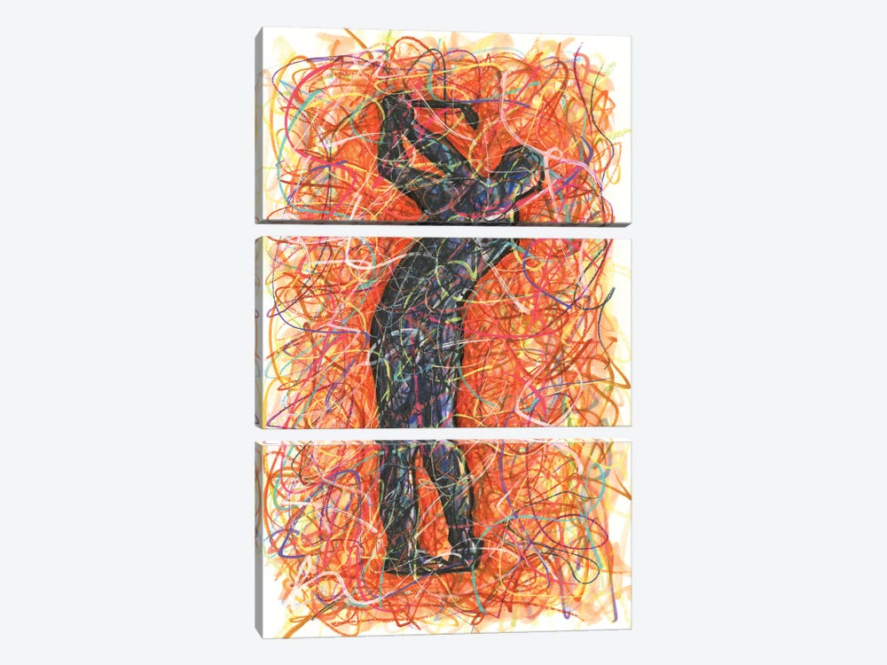 Swinging Golf Club by Kitslam 3-piece Canvas Print