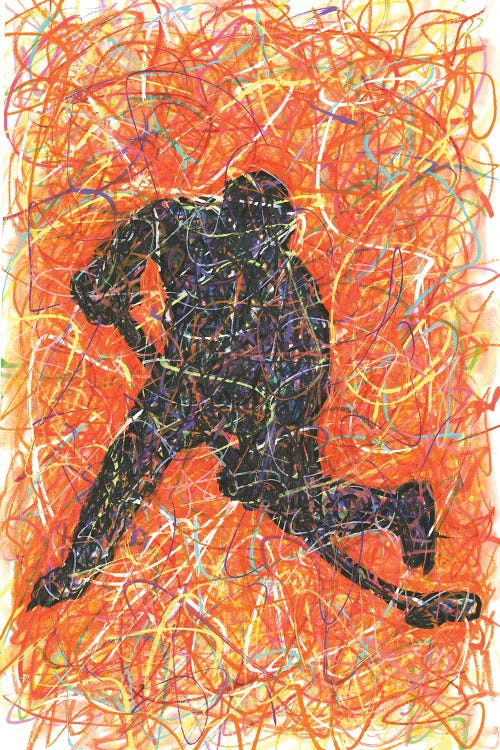 Hockey Player Slapshot by Kitslam wall art