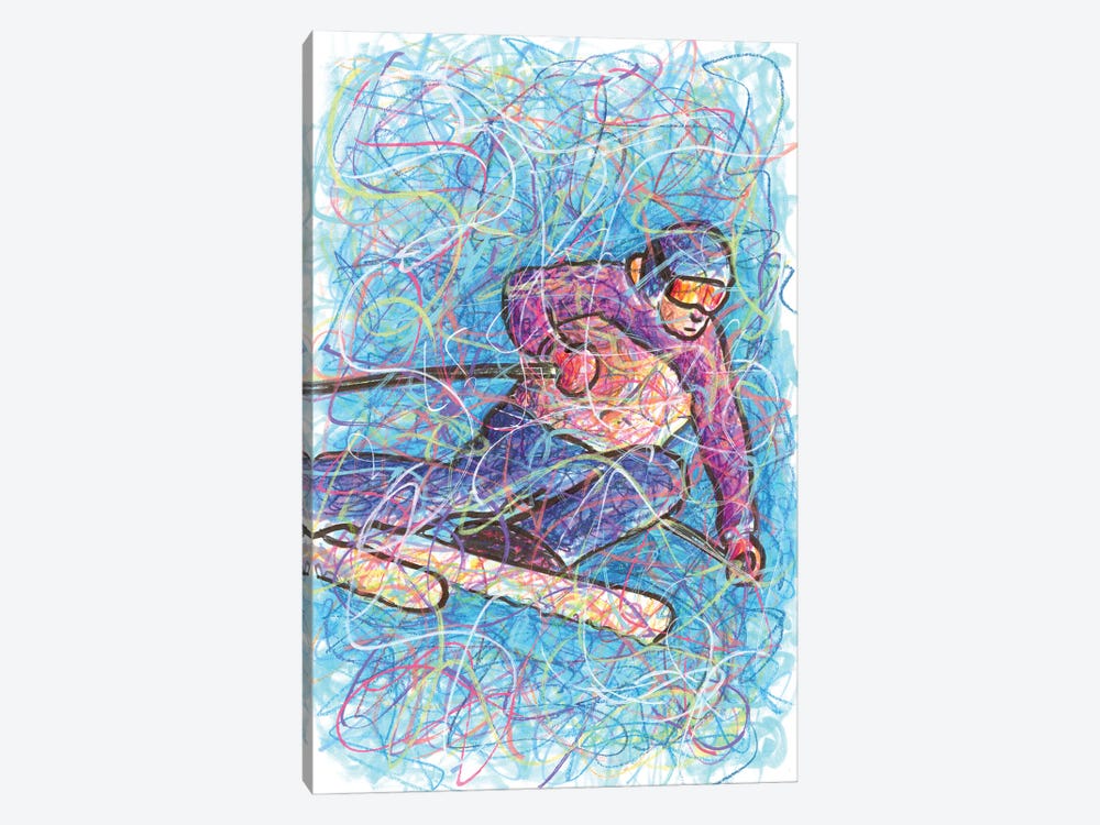 Downhill Skiing by Kitslam 1-piece Canvas Wall Art