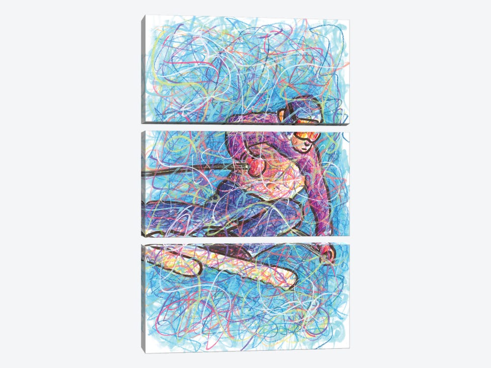 Downhill Skiing by Kitslam 3-piece Canvas Wall Art