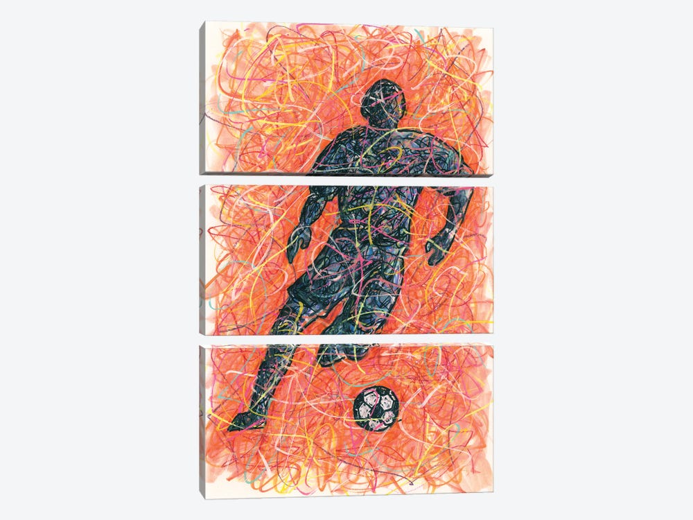 Male Soccer Player by Kitslam 3-piece Canvas Print