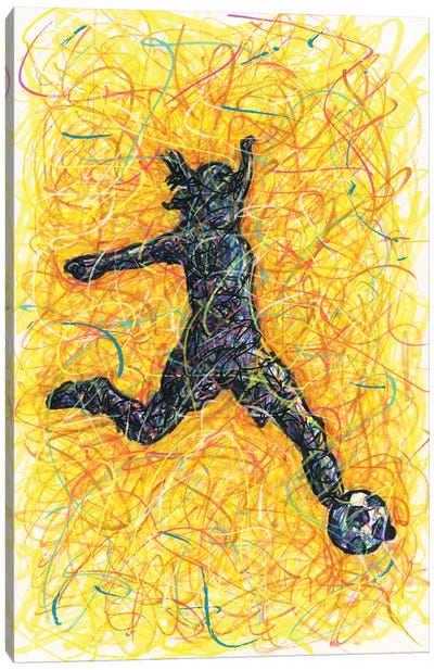 Female Soccer Goal Canvas Art Print - Soccer Art