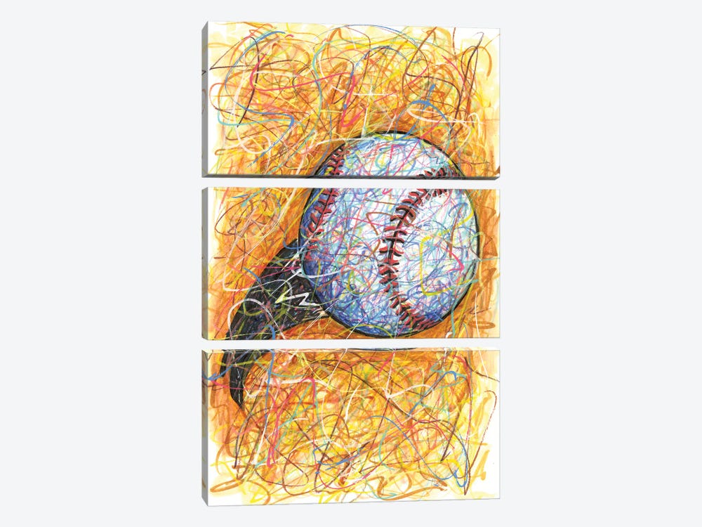 Baseball Hit by Kitslam 3-piece Art Print