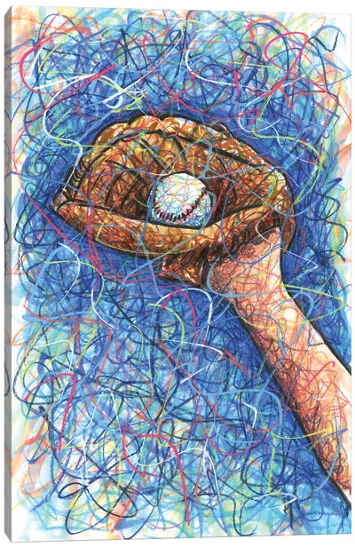 Baseball Glove Catch Canvas Art Print - Baseball Art