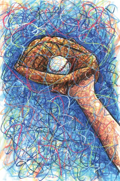 Kids Sports Art: Baseball Glove Catch by Kitslam