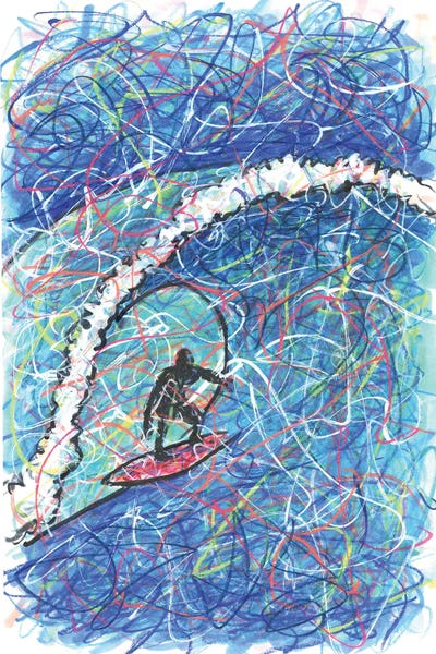 Kids Sports Art: Surfing A Wave by Kitslam