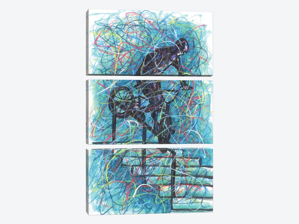 Bmx Handrail Trick by Kitslam 3-piece Canvas Print