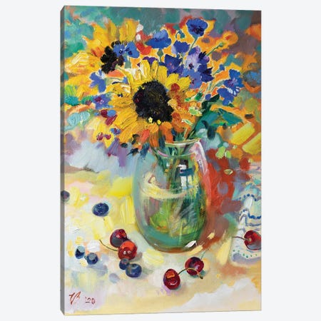 Summer Bouquet In Glass Vase Canvas Print #KTV101} by Katharina Valeeva Canvas Artwork