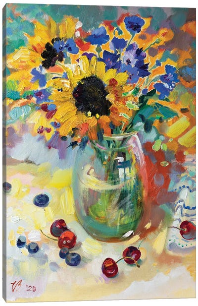 Summer Bouquet In Glass Vase Canvas Art Print - Katharina Valeeva