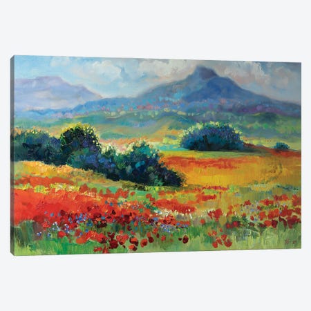 Summer Landscape With Poppy Field Canvas Print #KTV103} by Katharina Valeeva Canvas Artwork