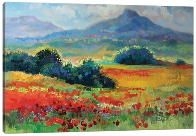 Summer Landscape With Poppy Field Canvas Art Print - Katharina Valeeva
