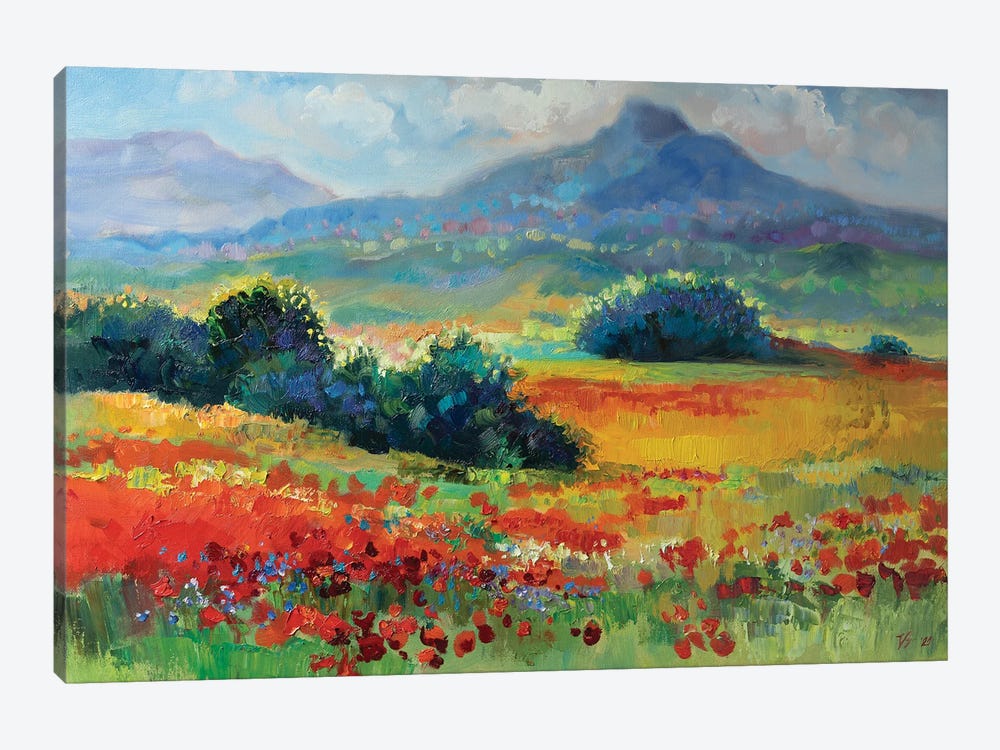 Summer Landscape With Poppy Field by Katharina Valeeva 1-piece Canvas Artwork
