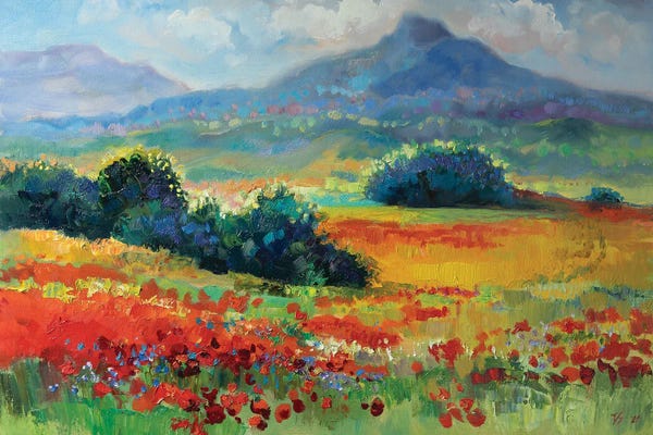 Katharina Valeeva: Summer Landscape With Poppy Field by Katharina Valeeva