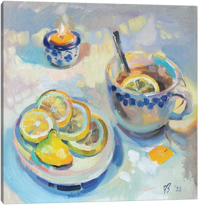Tea With Lemon Canvas Art Print - Lemon & Lime Art