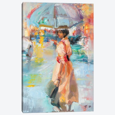 Unknown Girl Under The Umbrella Canvas Print #KTV116} by Katharina Valeeva Canvas Art