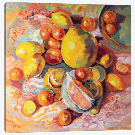 Yellow Still Life With Citrus Canvas Print #KTV120} by Katharina Valeeva Canvas Wall Art