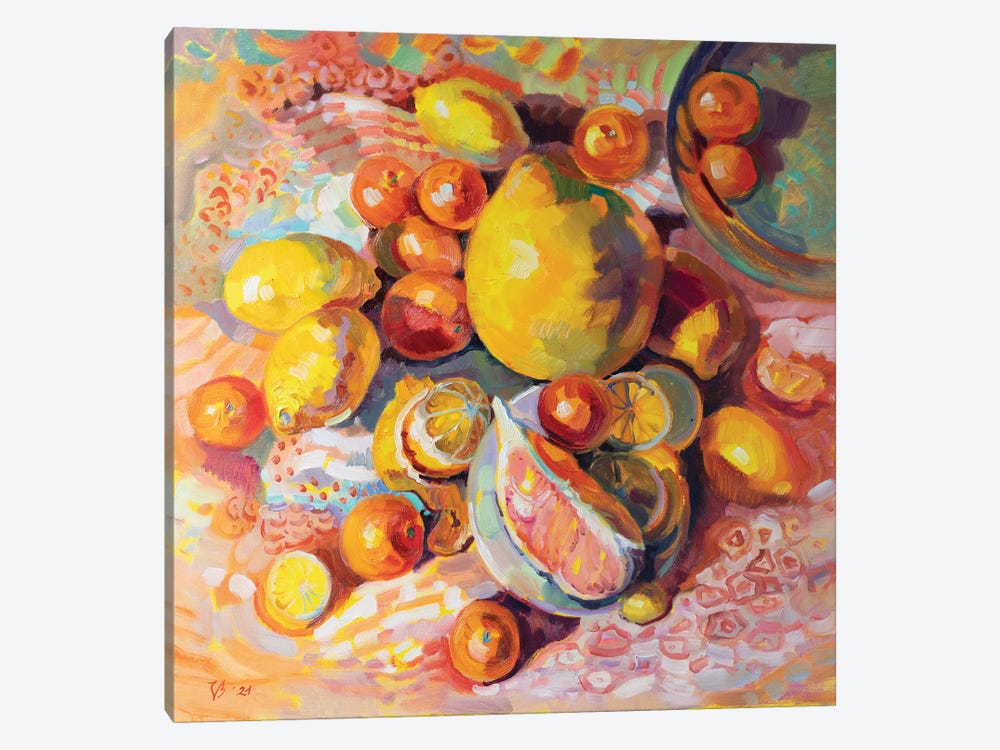 Yellow Still Life With Citrus by Katharina Valeeva 1-piece Canvas Print