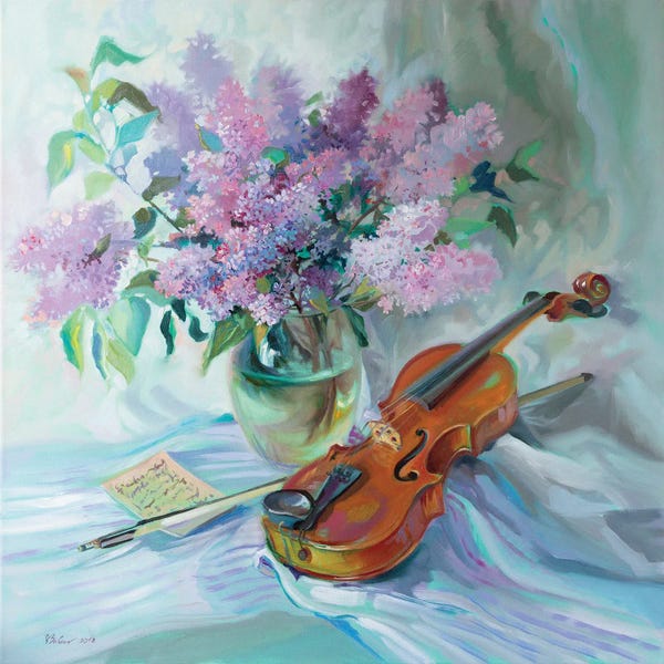 Lilacs: Bouquet Of Lilacs And Violin by Katharina Valeeva