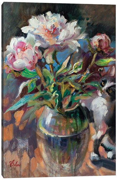Bouquet Of Pink Peonies Canvas Art Print - Katharina Valeeva
