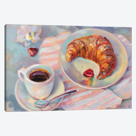 Breakfast With Croissant Canvas Print #KTV20} by Katharina Valeeva Canvas Art