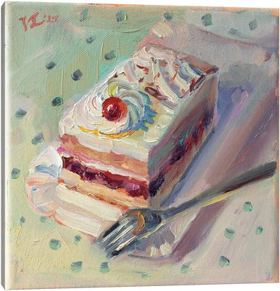 Cherry On The Cake Canvas Art Print - Similar to Wayne Thiebaud