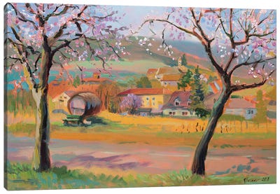 April In Edenkoben Canvas Art Print - Pastel Impressionism