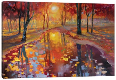 Evening In Autumn Park Canvas Art Print