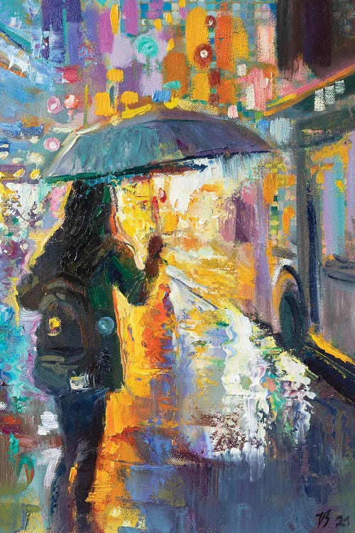 At The Bus Stop In The Rain by Katharina Valeeva wall art
