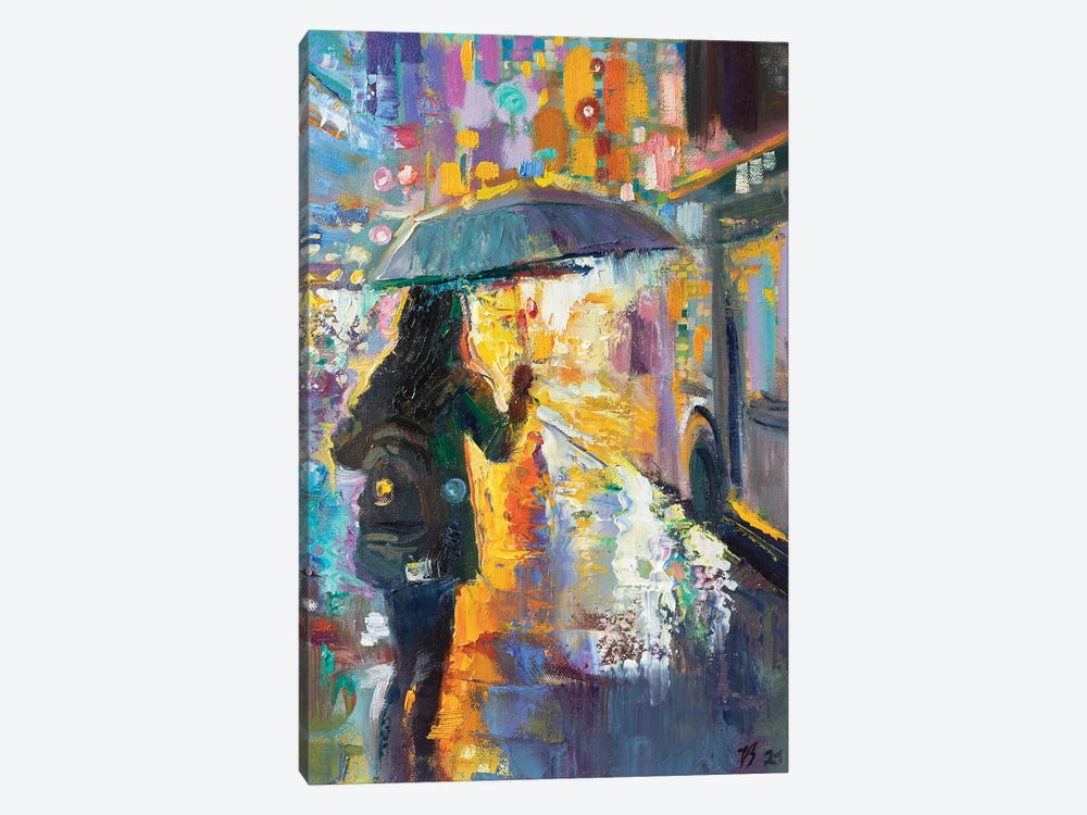 At The Bus Stop In The Rain by Katharina Valeeva 1-piece Canvas Art Print