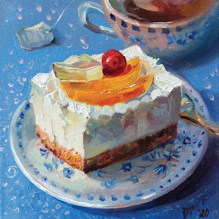 Fruit Cheesecake With Tea by Katharina Valeeva wall art