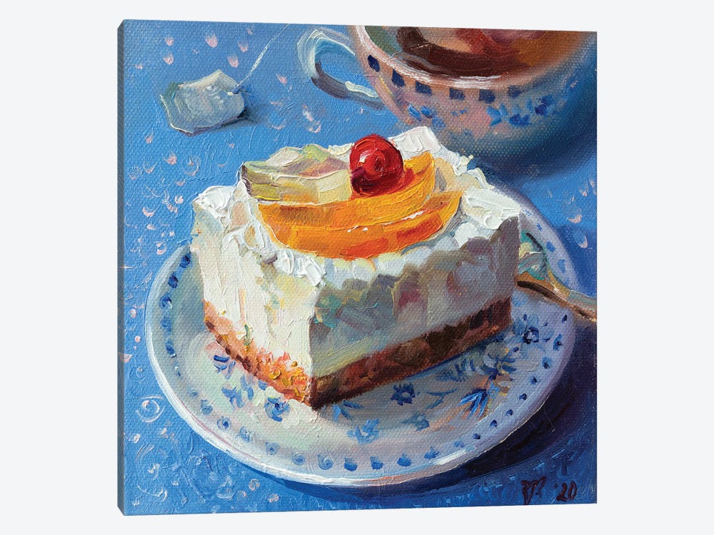 Fruit Cheesecake With Tea by Katharina Valeeva 1-piece Canvas Art Print