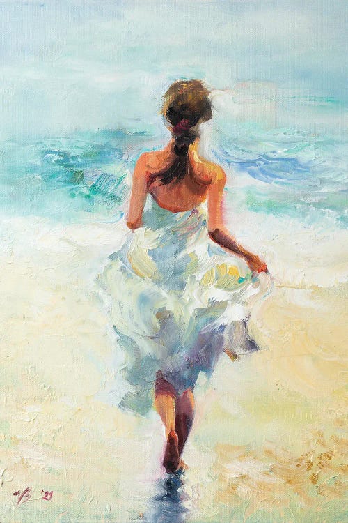 Girl Running On The Waves