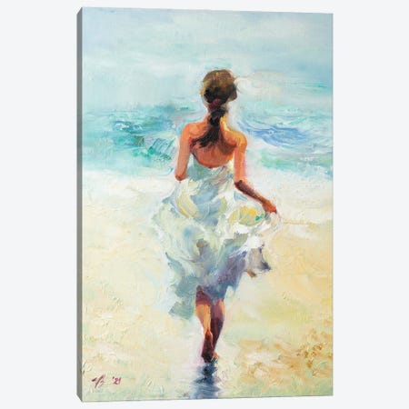 Girl Running On The Waves Canvas Print #KTV47} by Katharina Valeeva Canvas Print