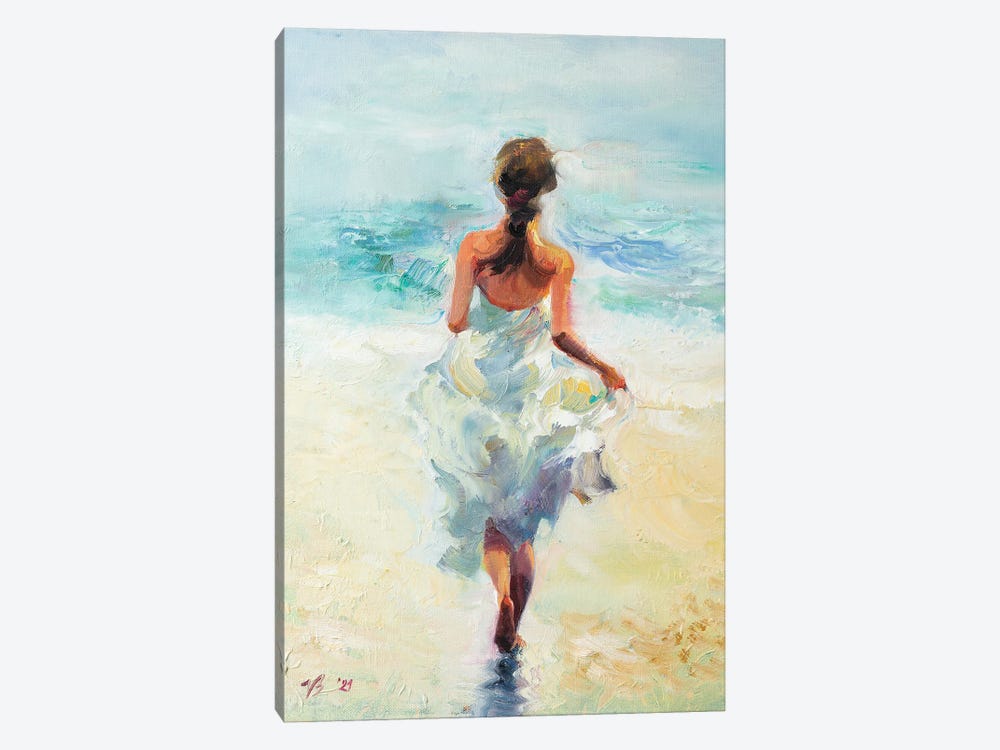 Girl Running On The Waves by Katharina Valeeva 1-piece Canvas Art