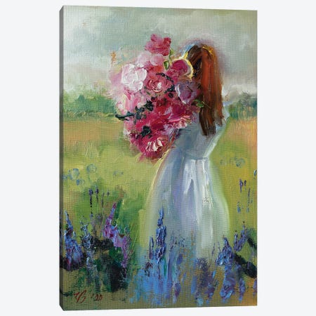 Girl With Flowers Canvas Print #KTV49} by Katharina Valeeva Canvas Art