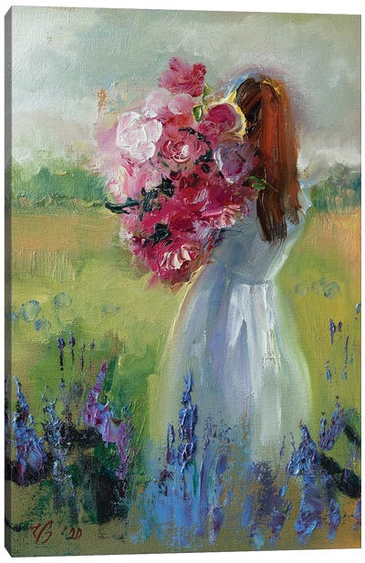 Girl With Flowers Canvas Art Print - Katharina Valeeva