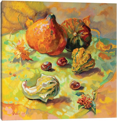 Autumn Still Life With Pumpkins Canvas Art Print - Katharina Valeeva