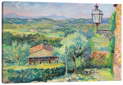 Morning In Tuscany Canvas Art Print - Pastel Impressionism