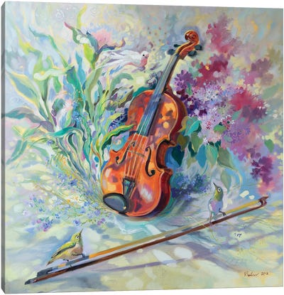 Music Of Spring Canvas Art Print - Violin Art
