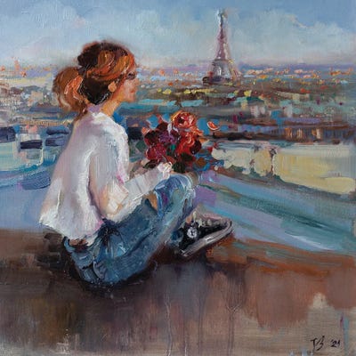 On The Parisian Rooftops by Katharina Valeeva art print