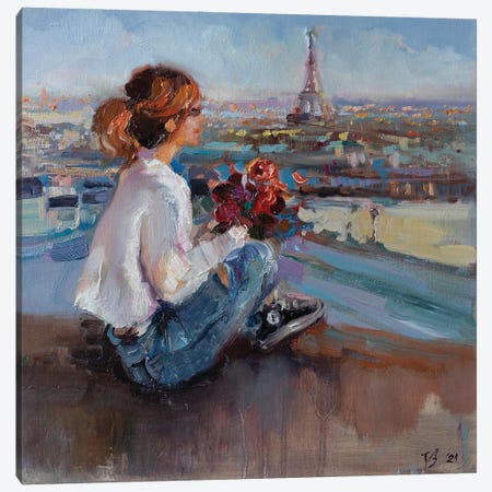 On The Parisian Rooftops Canvas Print #KTV68} by Katharina Valeeva Canvas Artwork