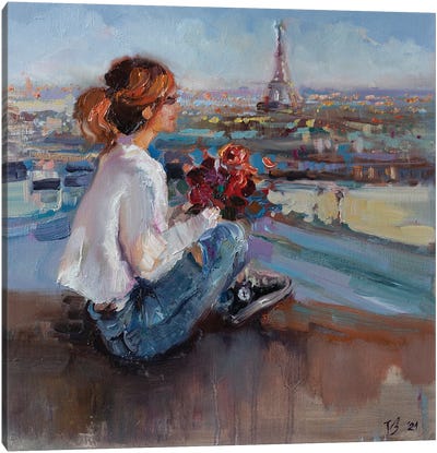 On The Parisian Rooftops Canvas Art Print - Katharina Valeeva