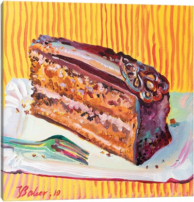 Piece Of Chocolate Cake Canvas Art Print - Cake & Cupcake Art