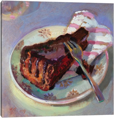 Piece Of Chocolate Cake Ii Canvas Art Print - Cake & Cupcake Art