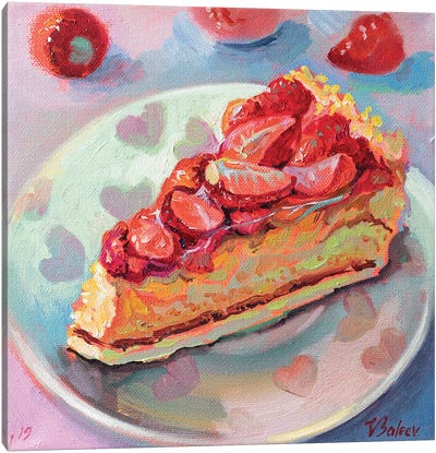 Piece Of Strawberry Pie Canvas Art Print - Katharina Valeeva