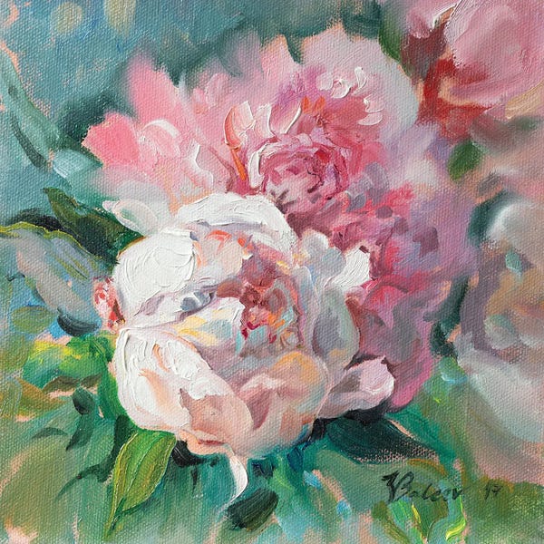 Peonies: Pink Peonies by Katharina Valeeva