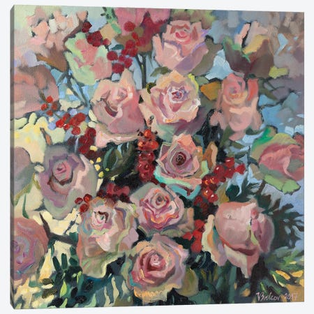 Pink Roses Canvas Print #KTV75} by Katharina Valeeva Canvas Artwork