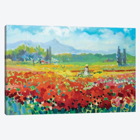 Provence. Poppy Field Canvas Print #KTV77} by Katharina Valeeva Canvas Wall Art