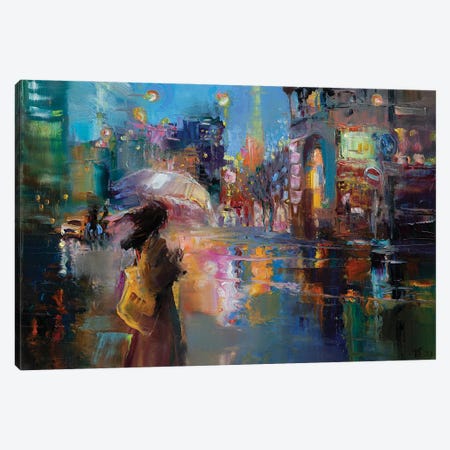 Rain On A City Street Canvas Print #KTV78} by Katharina Valeeva Canvas Print