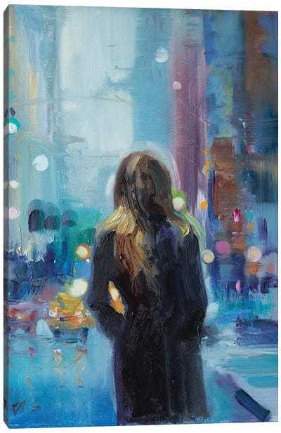 Rainy Day In The City Canvas Art Print - Katharina Valeeva
